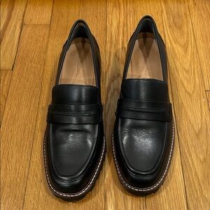 Madewell Black Leather Lugsole Loafers